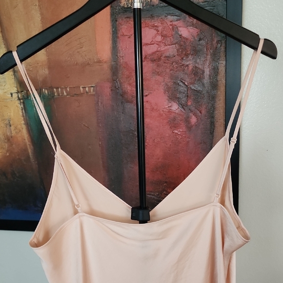 Wilfred by Aritzia Blush Pink Silk-Look Slip Midi Dress Spaghetti Strap - Picture 7 of 16